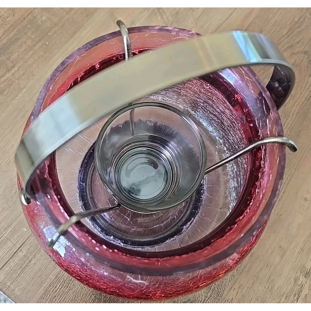 Yankee Candle Muted Autumn Crackle Jar Holder Lantern Cranberry Votive 1599297